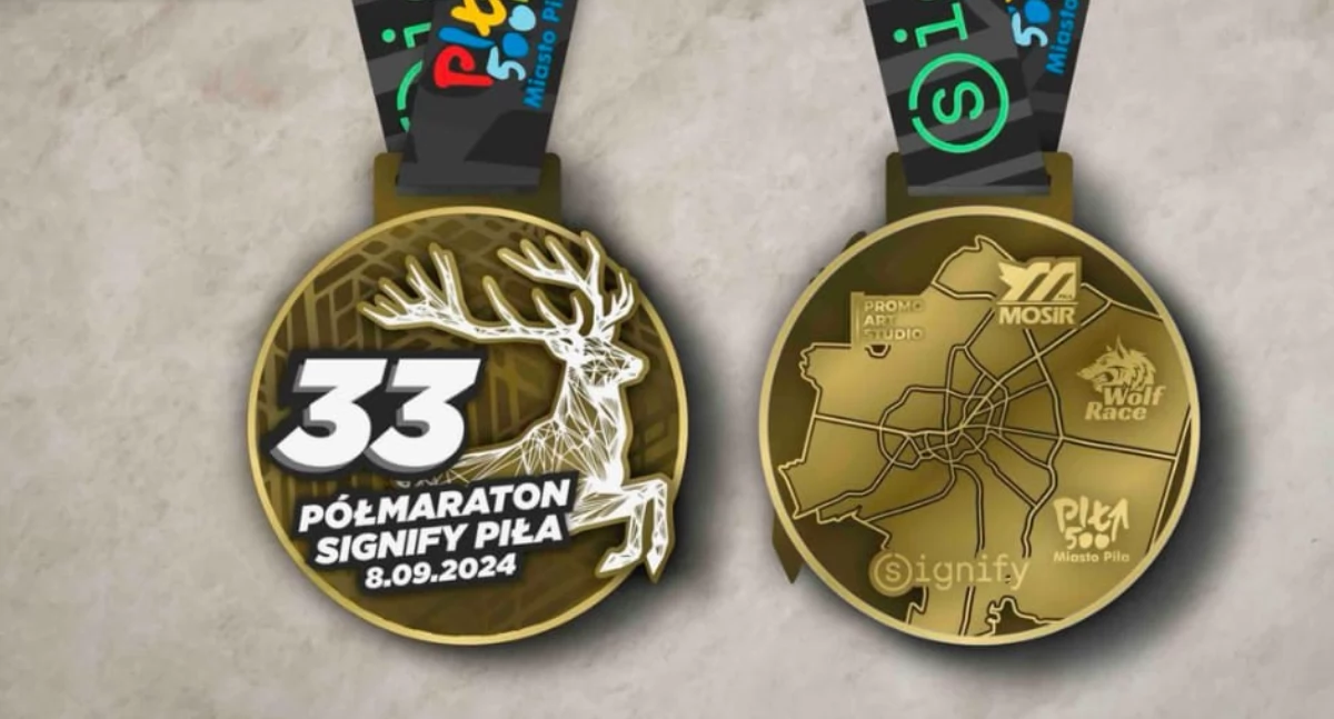 Te piękne medale czekają na uczestników 33. Międzynarodowego Półmaratonu Signify Piła