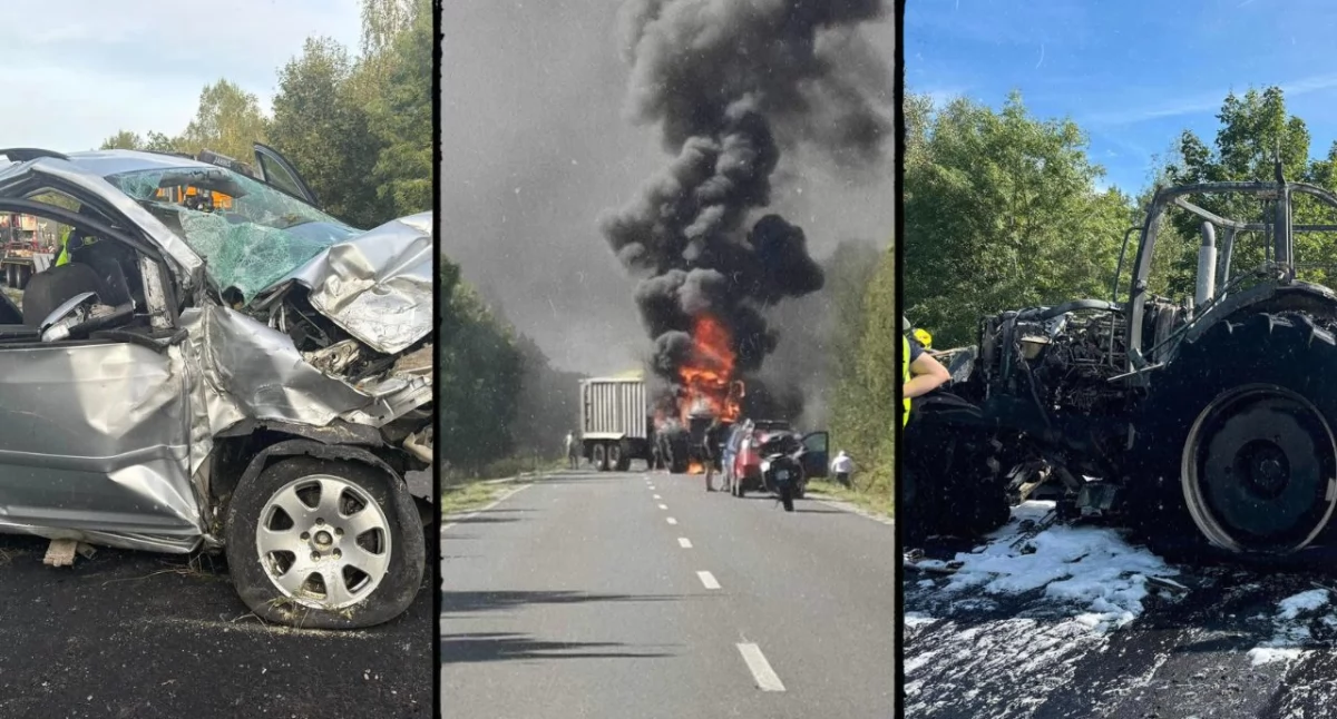 Śmiertelny wypadek na DW 181 Wieleń - Drawski Młyn (Fot. OSP Wieleń/OSP Pęckowo)