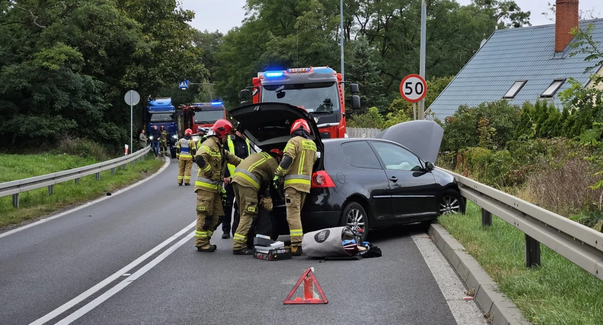Do wypadku doszło na DK11 w Chodzieży (Fot. PSP Chodzież)