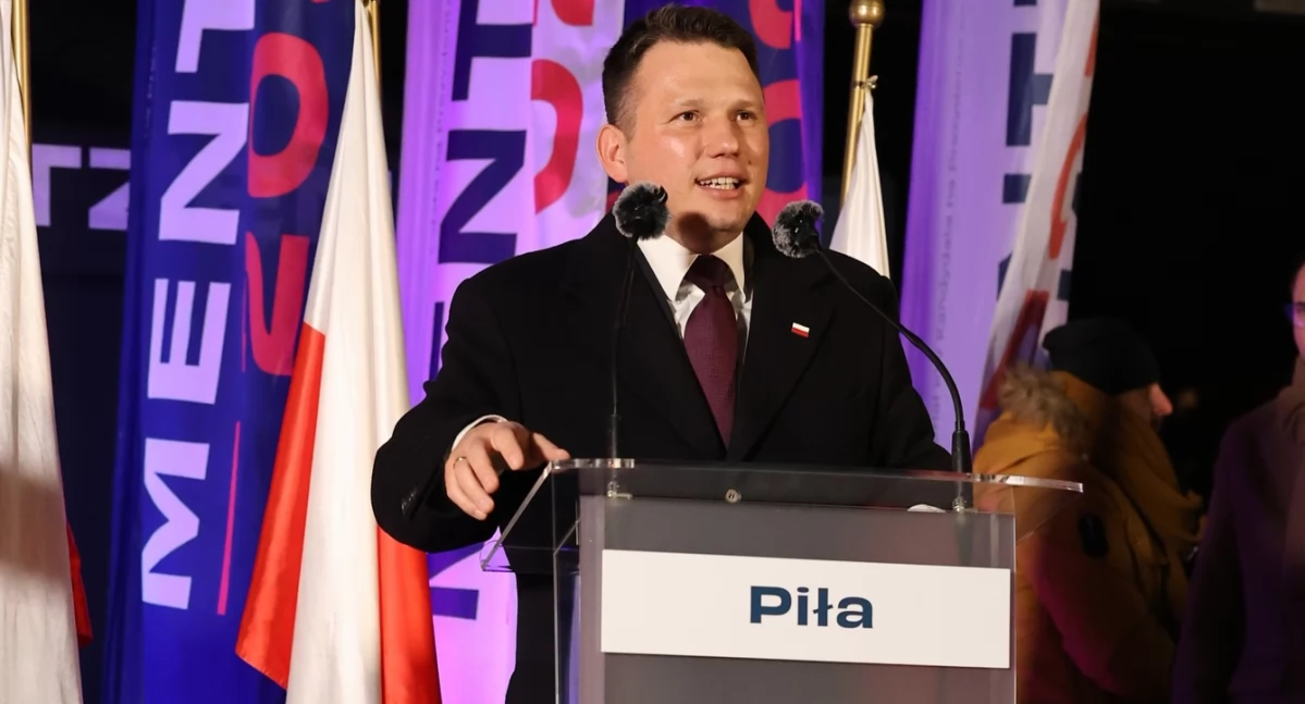 Sławomir Mentzen na spotkaniu w Parku na Wyspie w Pile (fot. FB/Sławomir Mentzen)