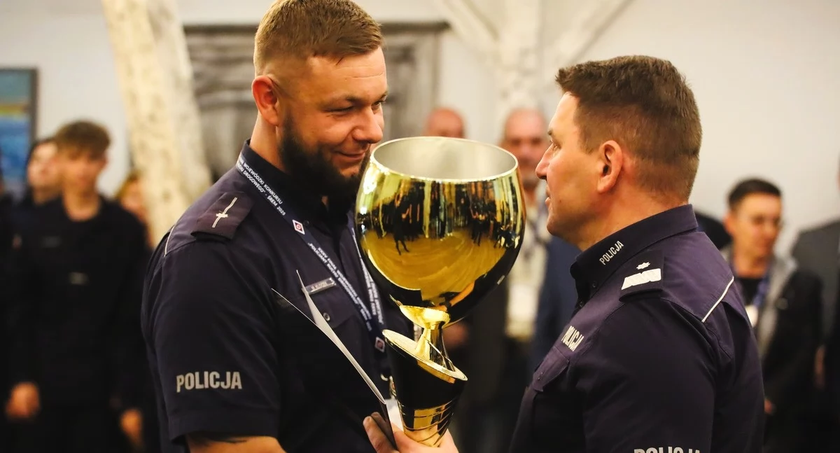 Młodszy aspirant Marcin Klocek był drugi w finale wojewódzkim Ogólnopolskiego Konkursu Policjant Ruchu Drogowego (Fot. KWP Poznań)