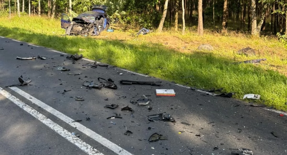 Wypadek na DW 188 na trasie Krajenka - Żeleżnica (Fot. KPP Złotów)