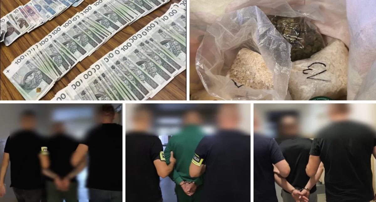Wągrowieccy kryminalni zatrzymali trzy osoby, przejęli 1,8 kilograma narkotyków i blisko 14 tys. zł w gotówce (Fot. KPP Wągrowiec)