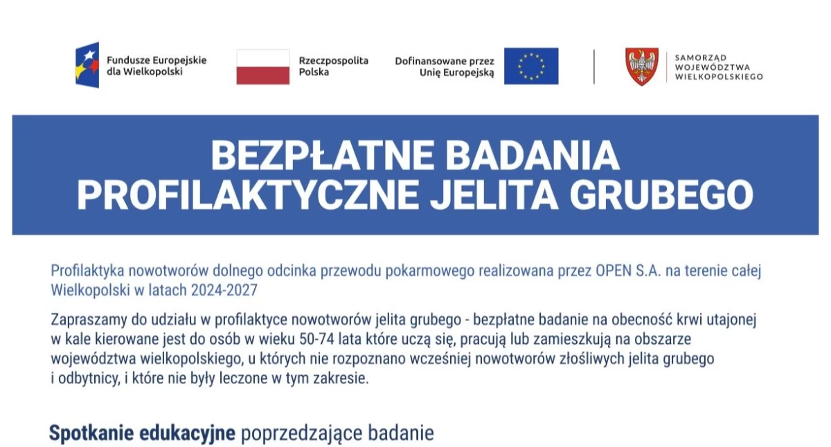 Akcje, Profilaktyka nowotworów dolnego odcinka przewodu pokarmowego realizowana przez terenie całej Wielkopolski latach 2027” - zdjęcie, fotografia