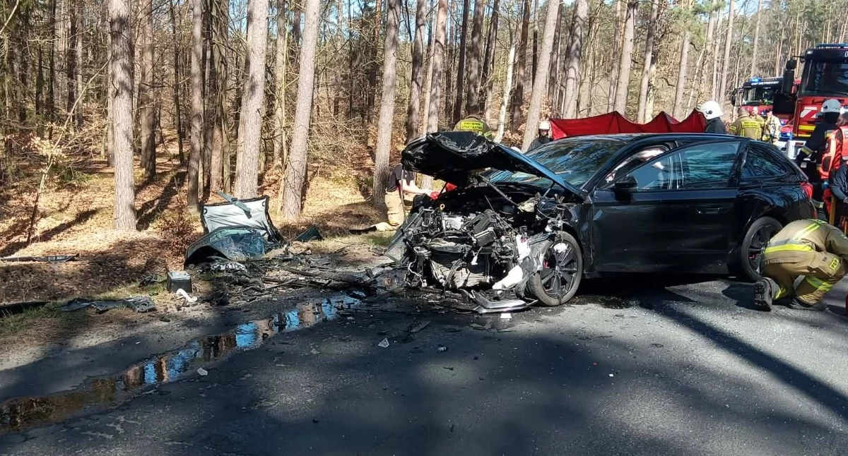 Śmiertelny wypadek na trasie Tarnówko - Zielona Góra (Fot. OSP Tarnówko)
