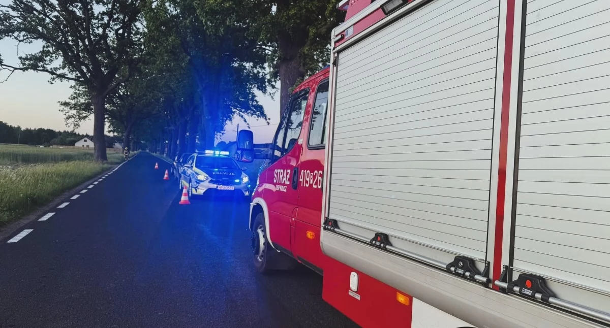 Śmiertelny wypadek rowerzysty w Kruczu (Fot. OSP Krucz)