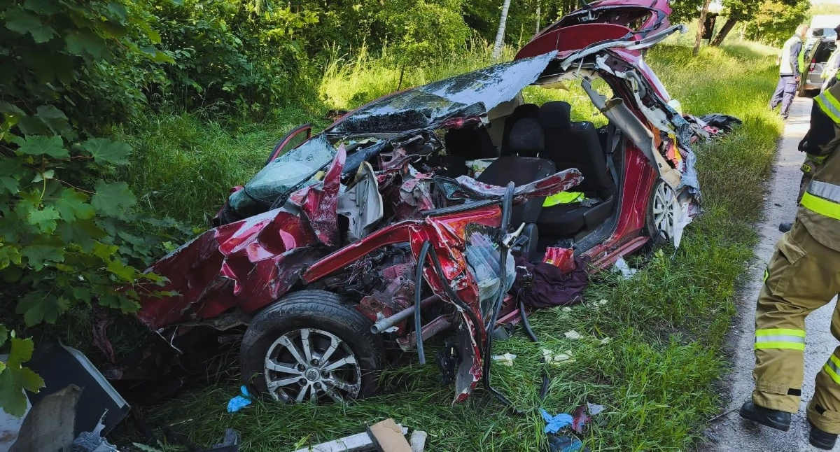 Śmiertelny wypadek na DK11 w Jastrowiu (OSP Podgaje)