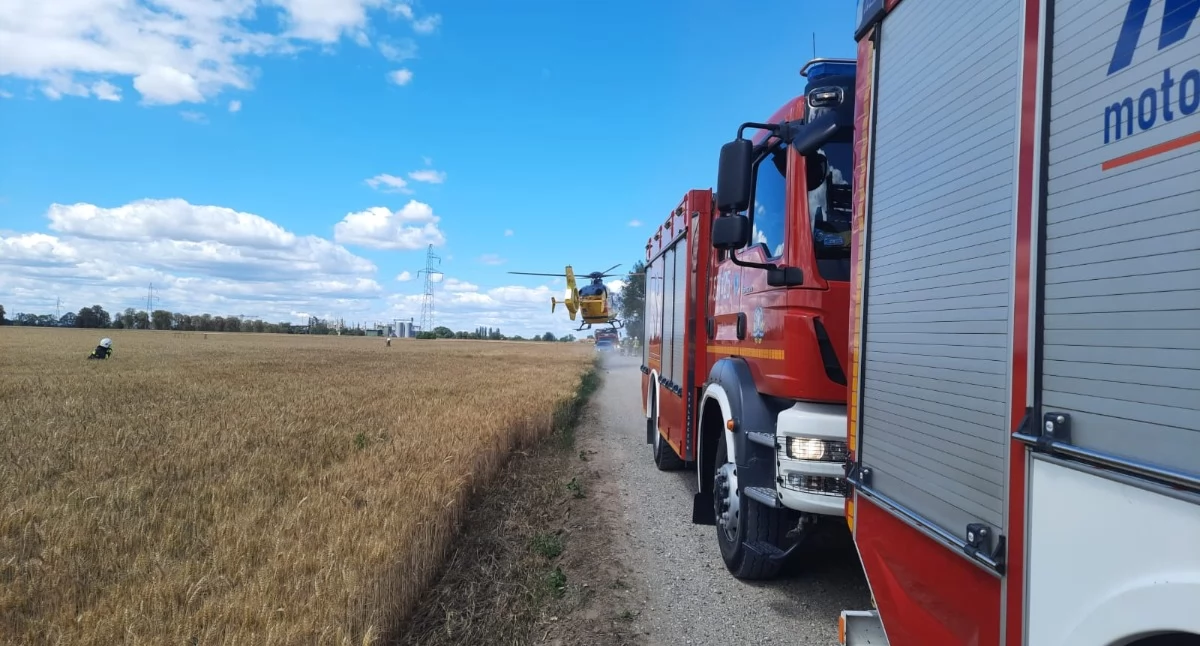 Śmiertelny wypadek w Rąbczynie (Fot. KP PSP Wągrowiec)
