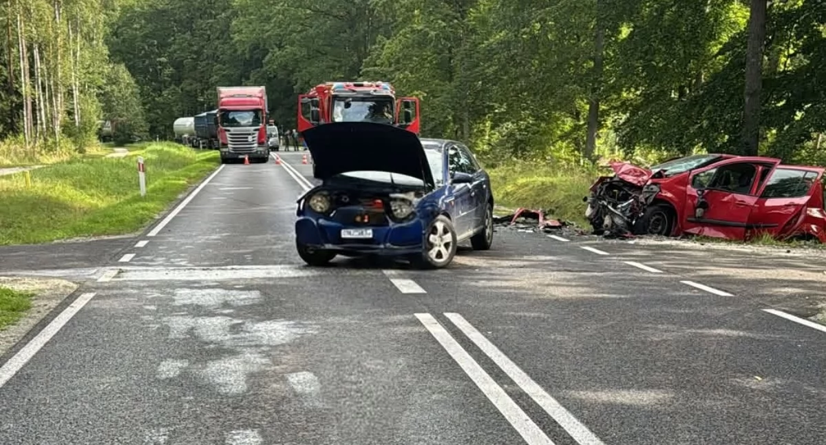 Wypadek na a DW180 na trasie Trzcianka-Siedlisko (OSP Siedlisko)