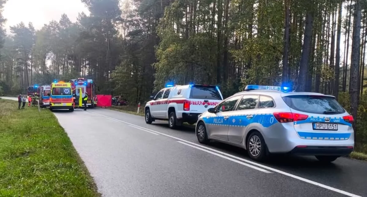 Śmiertelny wypadek na drodze Piła - Kaczory (Fot. KPP Piła)