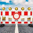Road closed, Street barrier on the road 3D rendering