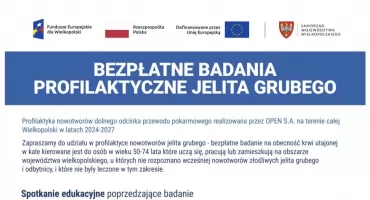 Profilaktyka nowotworów dolnego odcinka przewodu pokarmowego realizowana przez OPEN S.A. na terenie całej Wielkopolski w latach 2024-2027”